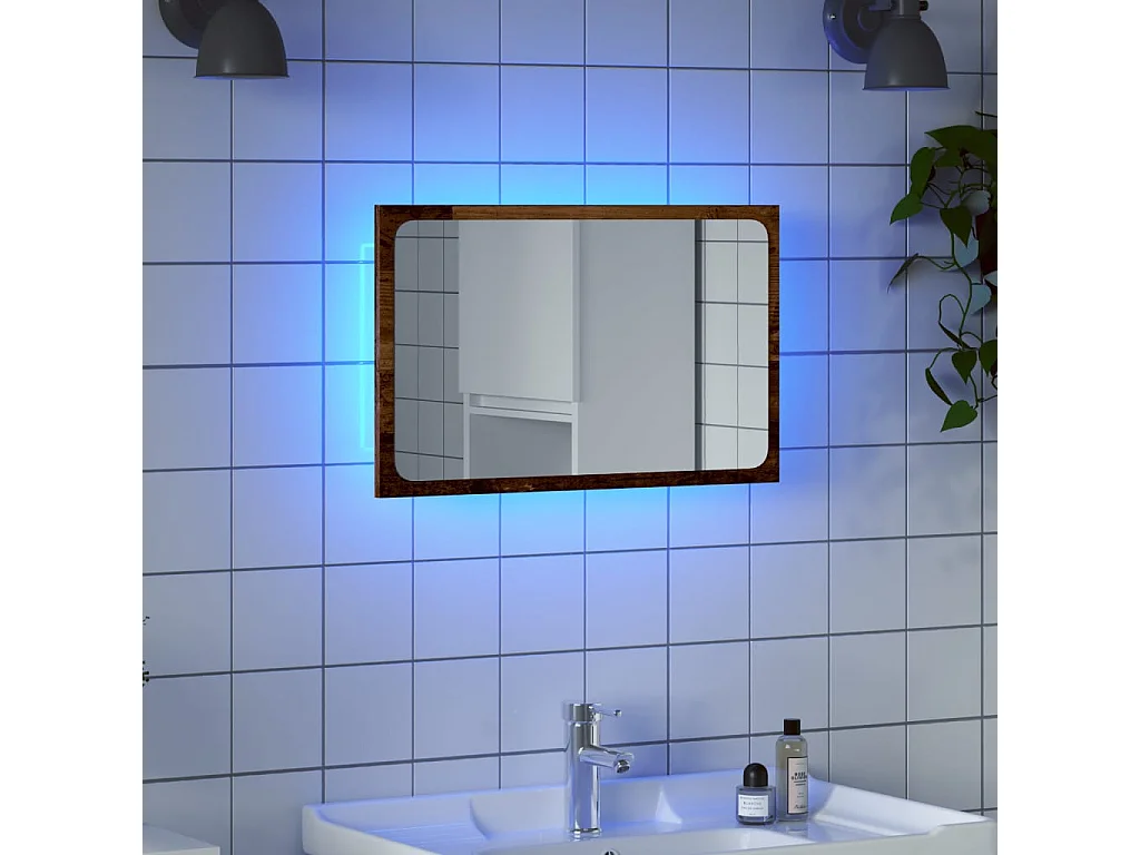Badkamerspiegel met LED 60x8,5x38 cm oud houtkleurig