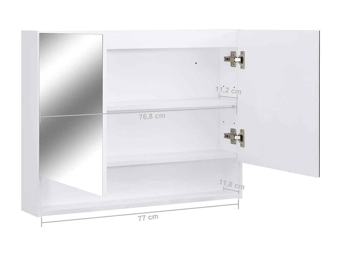 Armoire à miroir de salle de bain LED Blanc 80x15x60 cm MDF