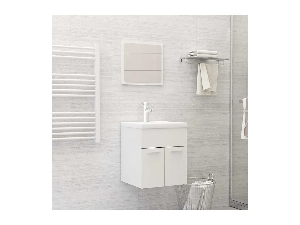Ensemble de meubles de bain 2 pcs Blanc brillant Aggloméré