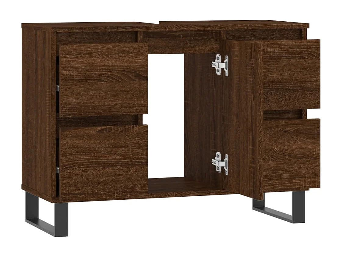 Badschrank Braun Eichen-Optik 80x33x60 cm Holzwerkstoff