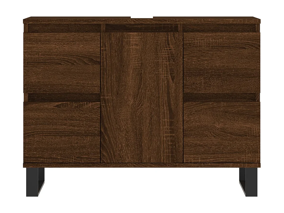 Badschrank Braun Eichen-Optik 80x33x60 cm Holzwerkstoff