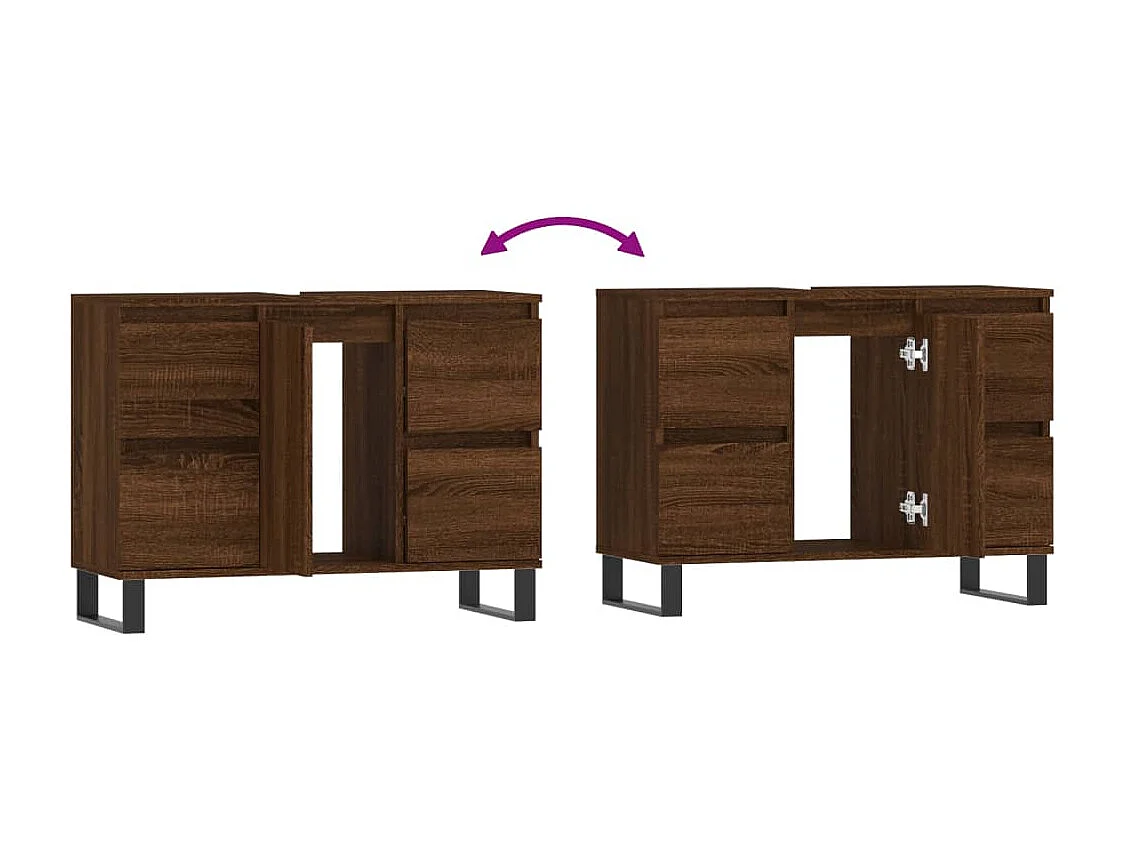 Badschrank Braun Eichen-Optik 80x33x60 cm Holzwerkstoff