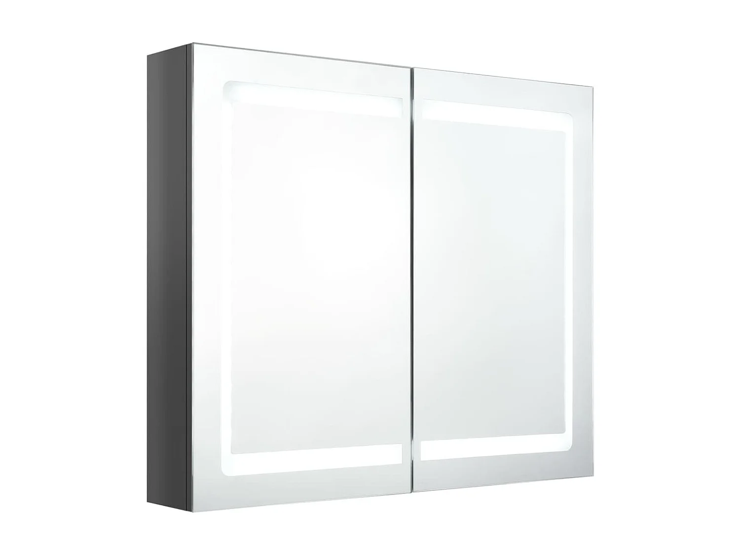 Armoire de salle de bain à miroir LED Gris brillant 80x12x68 cm