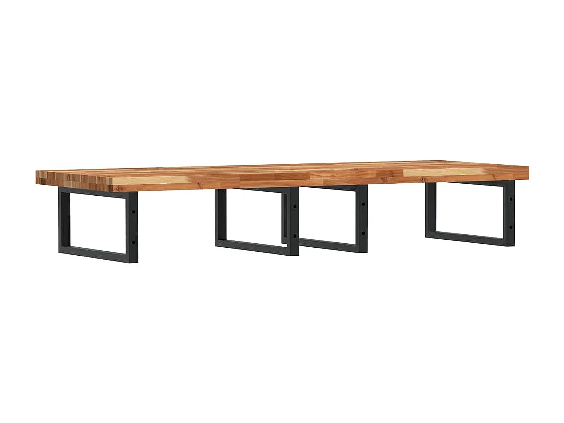 Ripiano a Parete per Lavabo in Acciaio e Massello di Acacia