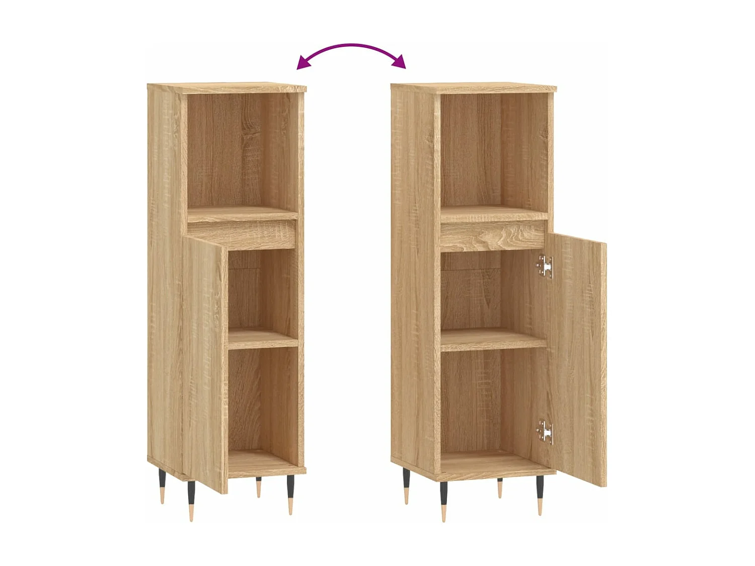 Armário WC 30x30x100 cm derivados de madeira carvalho sonoma