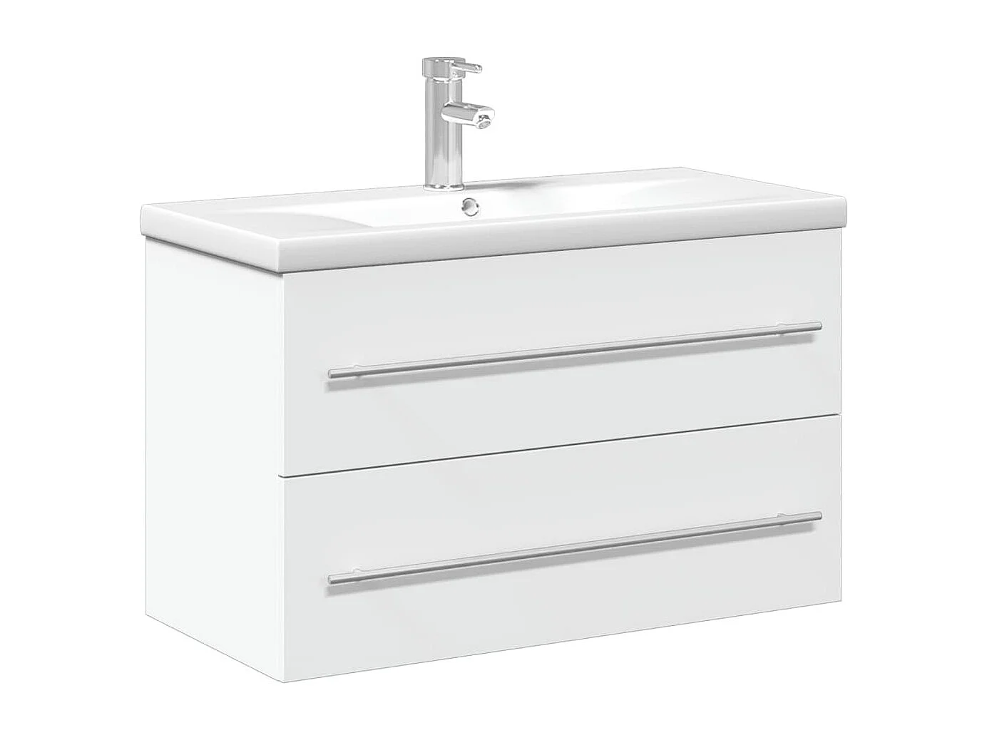 Armário de casa de banho com lavatório embutido branco