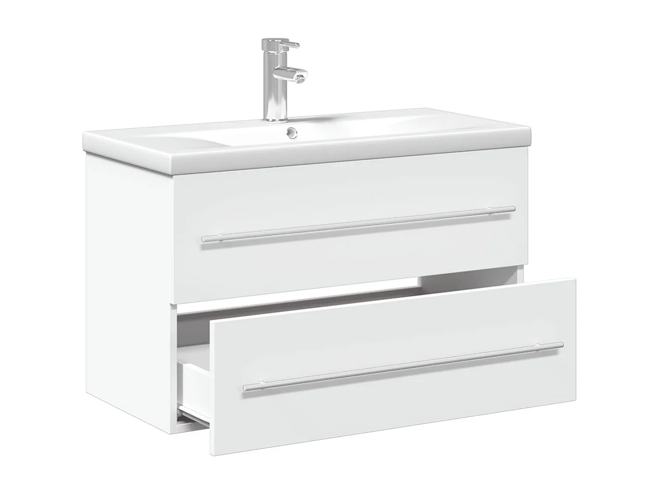 Armário de casa de banho com lavatório embutido branco