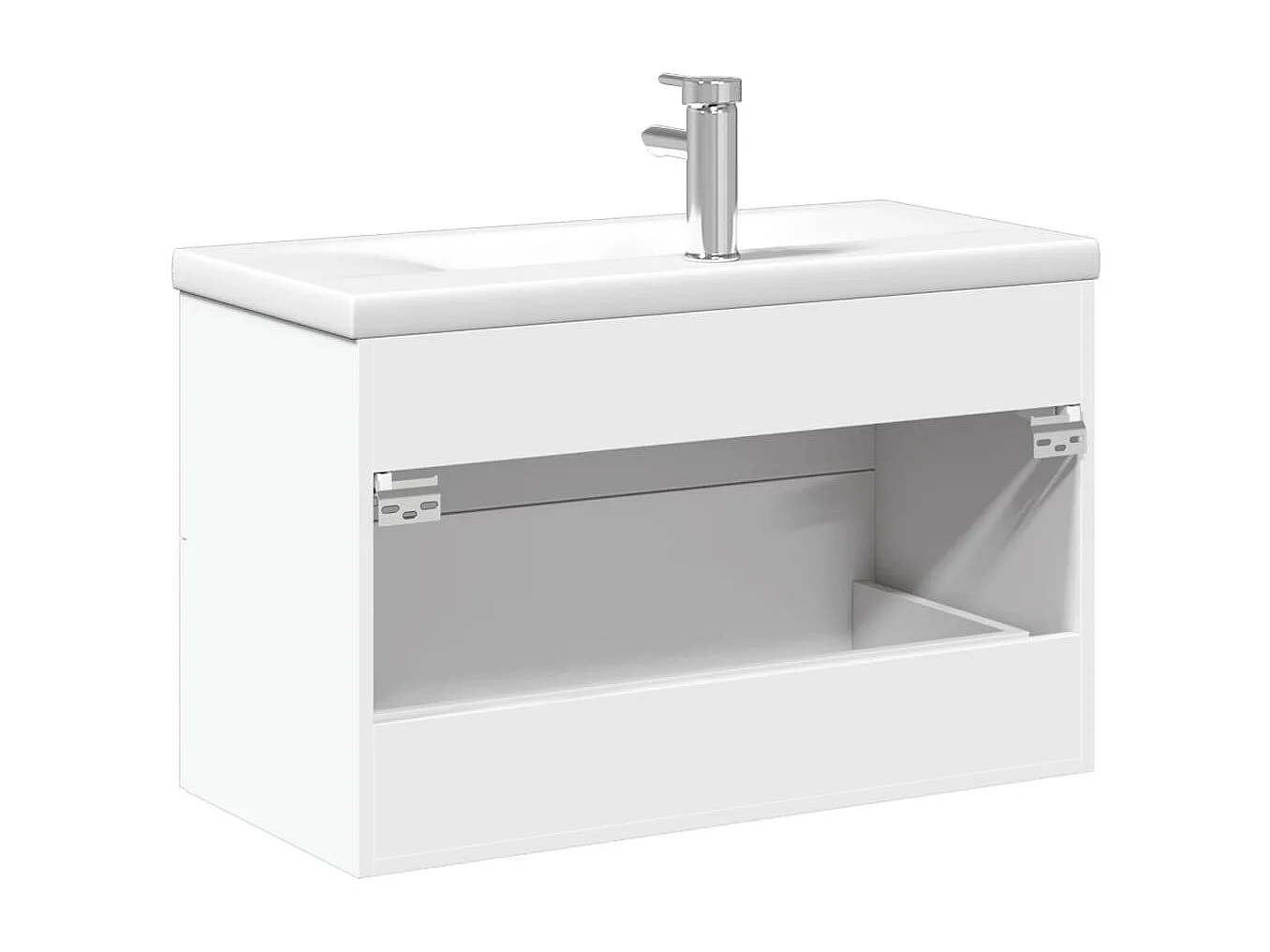 Armário de casa de banho com lavatório embutido branco