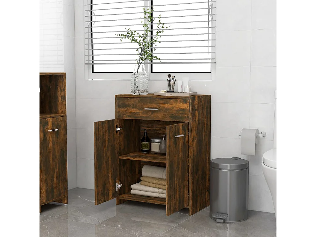 Armoire de bain Chêne fumé 60x33x80 cm Bois d'ingénierie