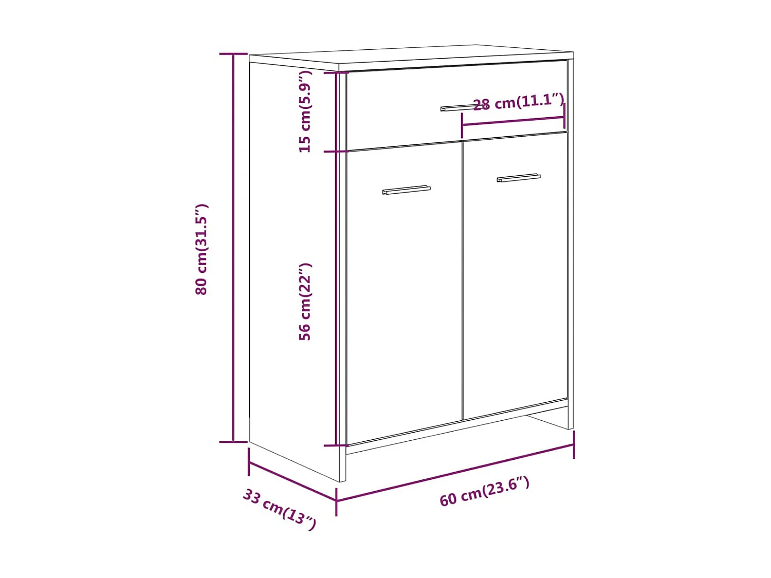 Armoire de bain Chêne fumé 60x33x80 cm Bois d'ingénierie