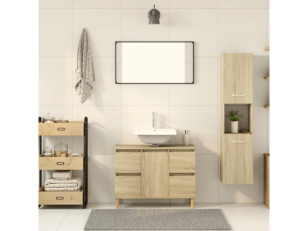 Mobile da bagno Rovere Sonoma 30x30x130 cm Truciolare