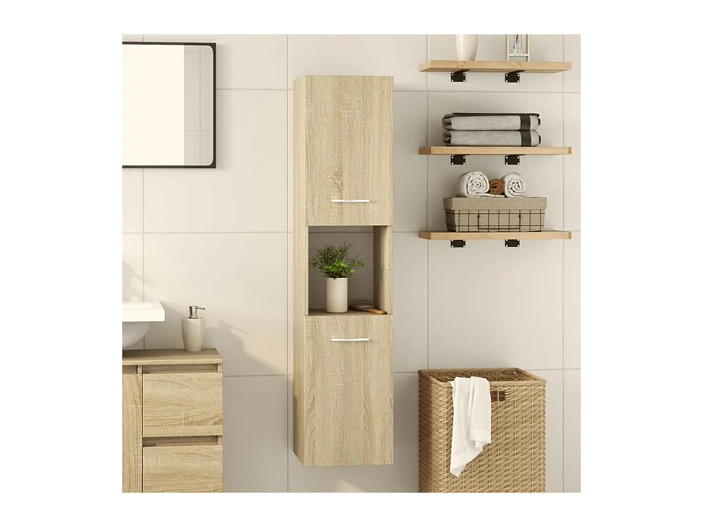 Armoire de salle de bain Chêne sonoma 30x30x130 cm Aggloméré