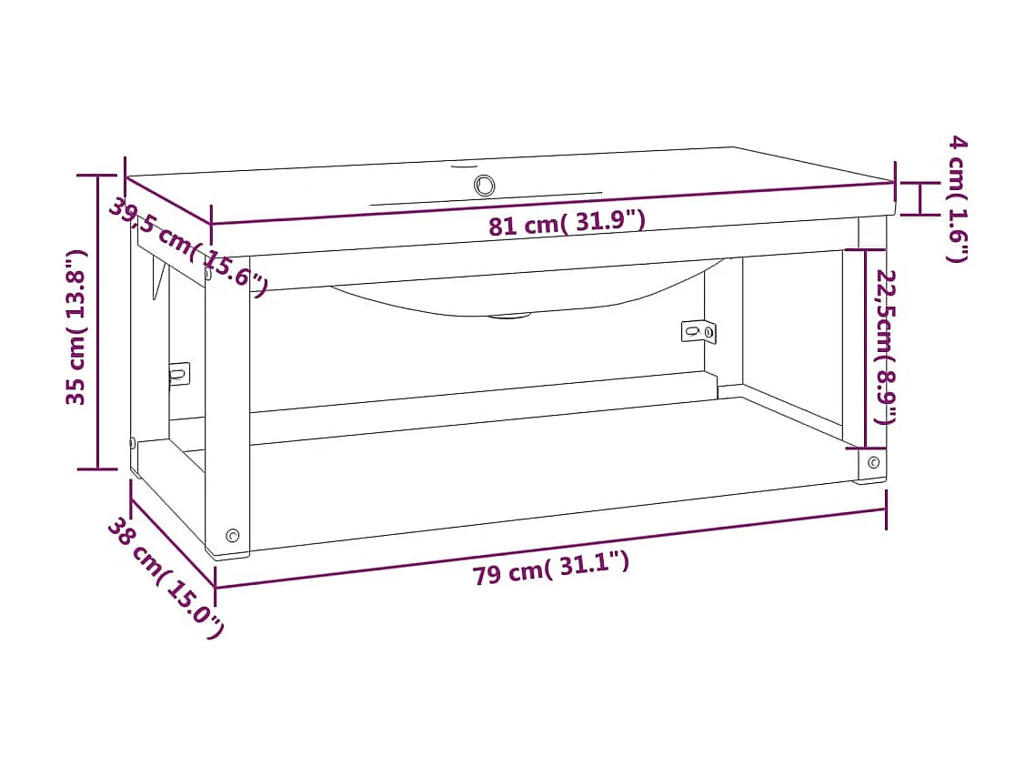 Cadre de lavabo de salle de bain vasque à encastrer Blanc Fer