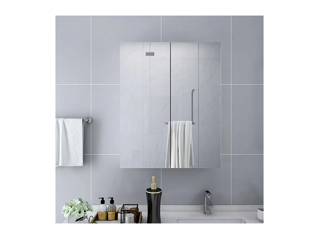 Armadietto a Specchio Bianco 60x15x75 cm in MDF
