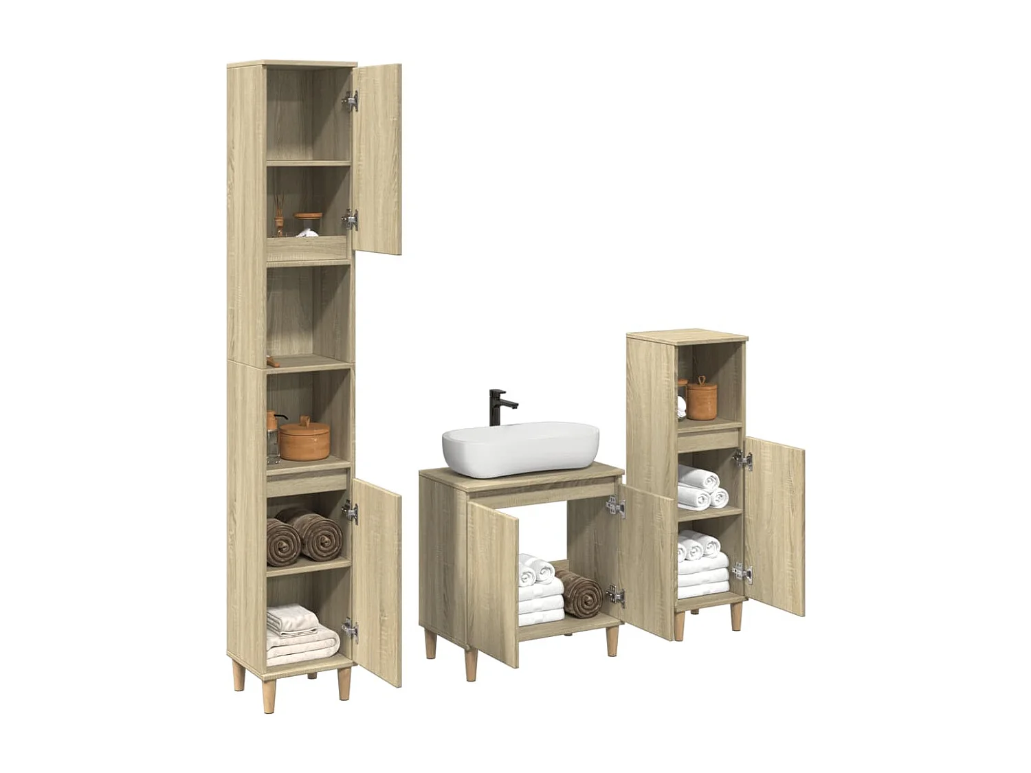Ensemble de meubles de salle de bain 3 pcs chêne sonoma