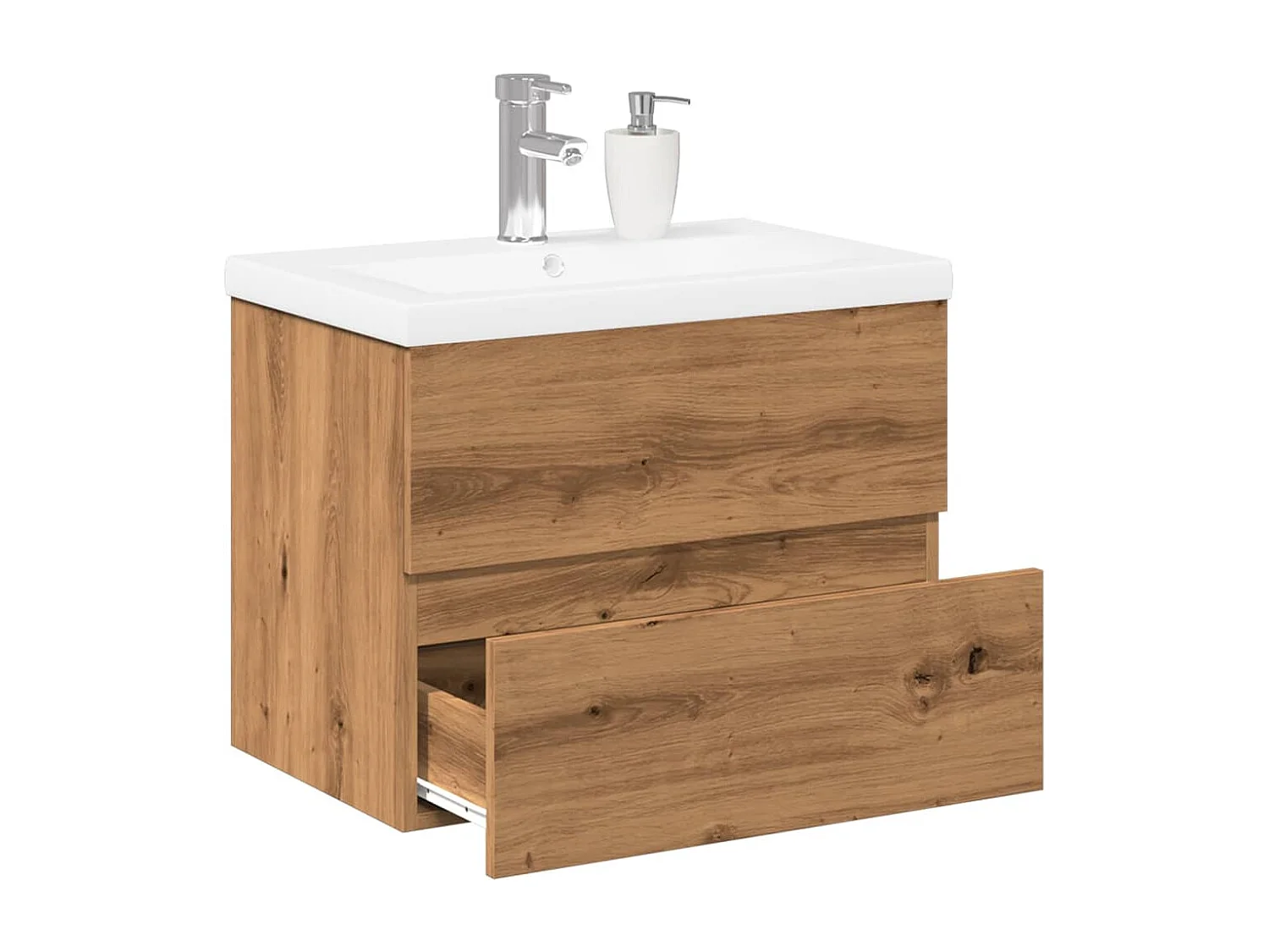 Meuble avec vasque intégrée chêne artisanal 61x39,5x49 cm