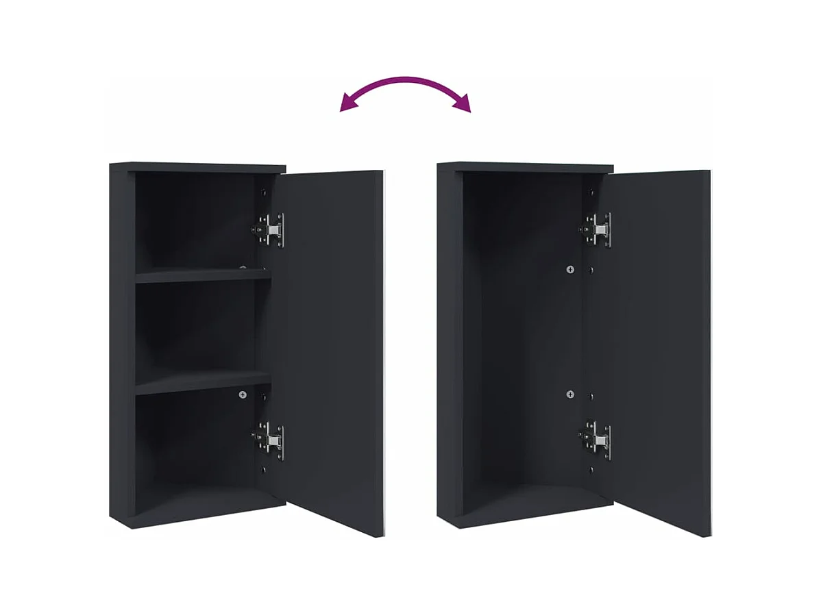 Armoire de bain à miroir d'angle gris 30x24x60 cm
