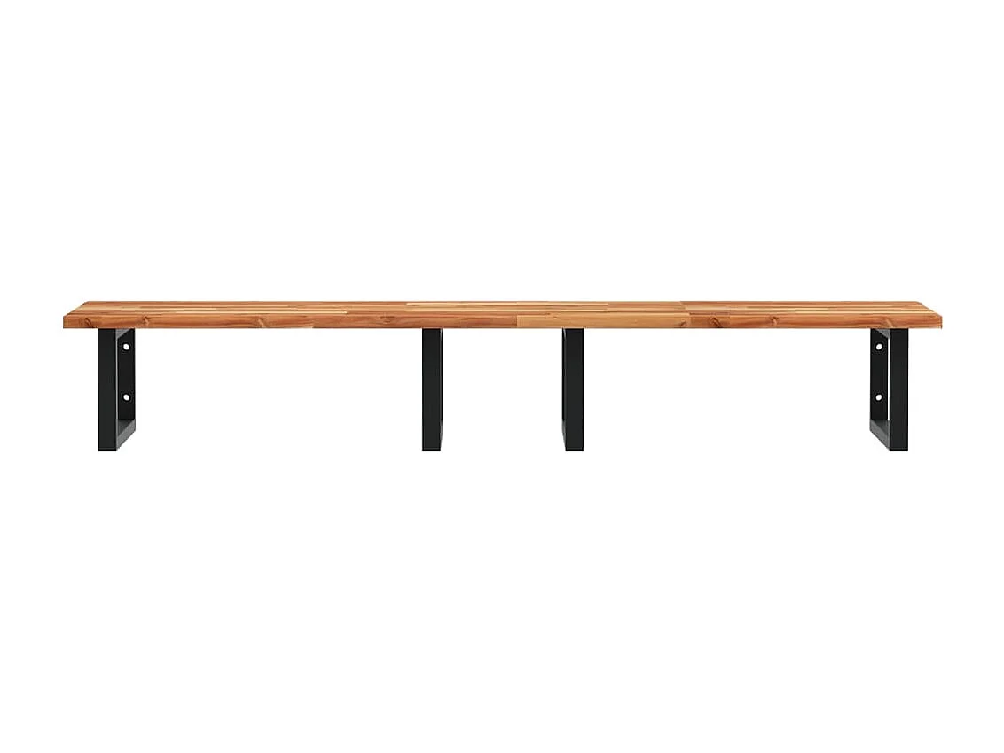 Estante de lavabo de pared acero y madera maciza de acacia