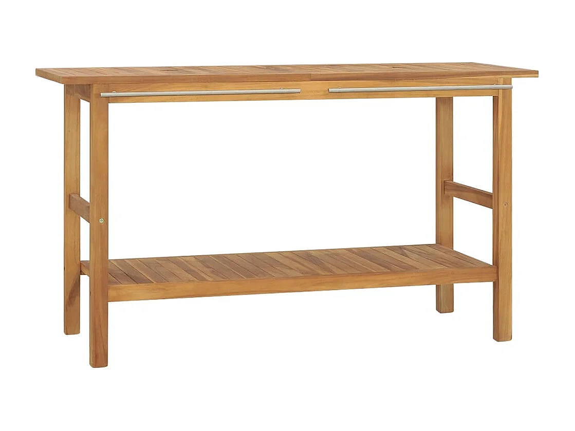 Armoire de salle de bain et lavabos en marbre crème Teck massif