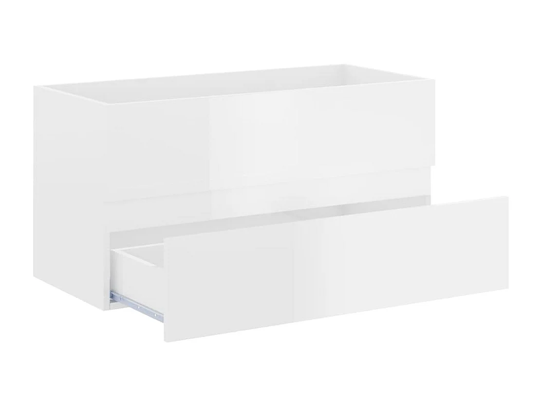 Mobile con Lavabo Integrato Bianco Lucido in Legno Multistrato