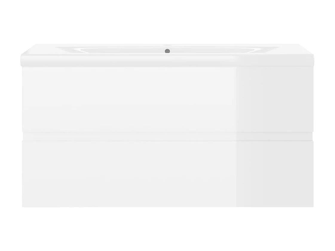 Mobile con Lavabo Integrato Bianco Lucido in Legno Multistrato