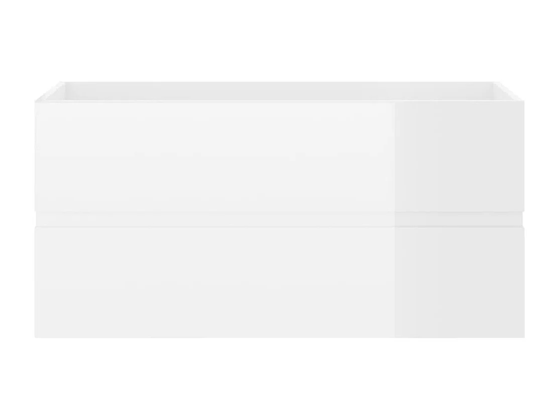 Mobile con Lavabo Integrato Bianco Lucido in Legno Multistrato