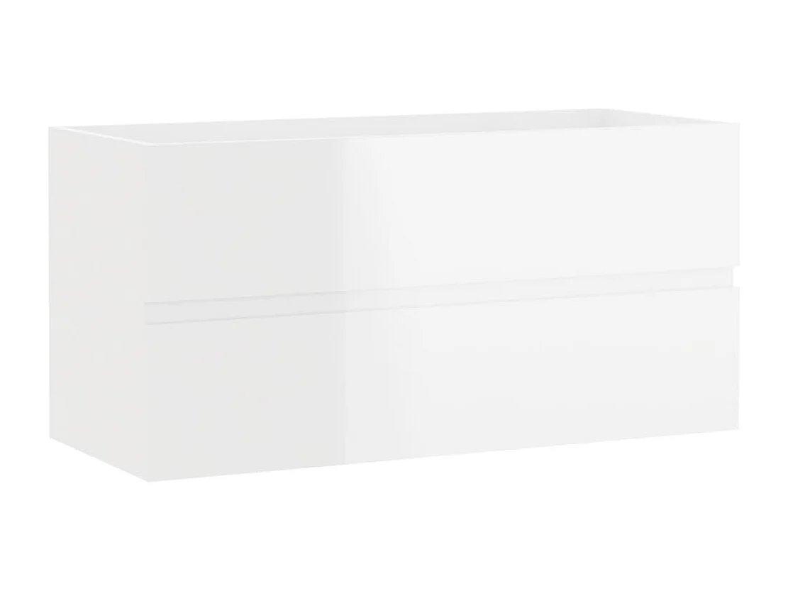 Waschbeckenunterschrank mit Einbaubecken Hochglanz-Weiß