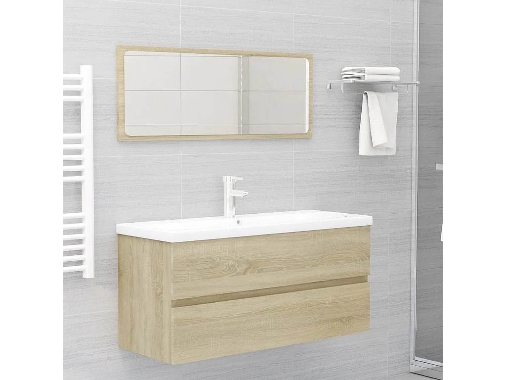 Mobile con Lavabo Integrato Rovere Sonoma in Legno Multistrato