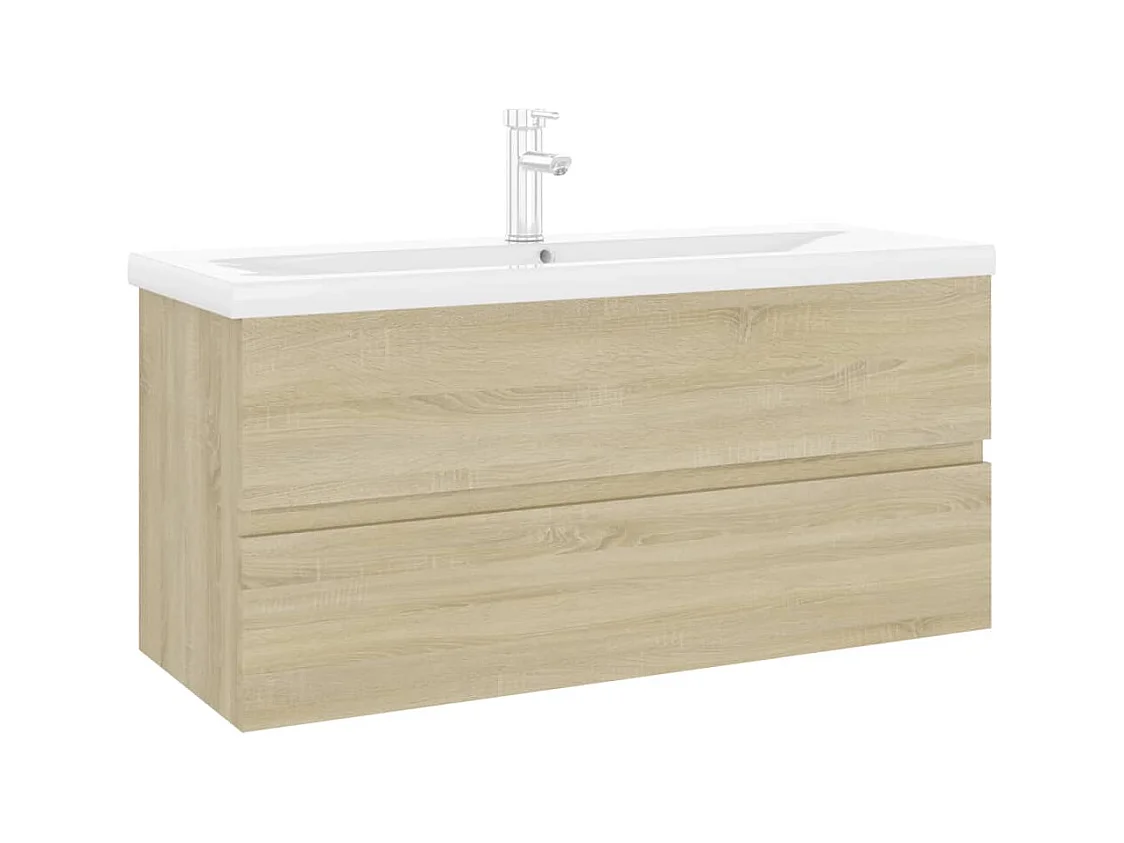 Armoire d'évier lavabo intégré chêne sonoma bois d'ingénierie