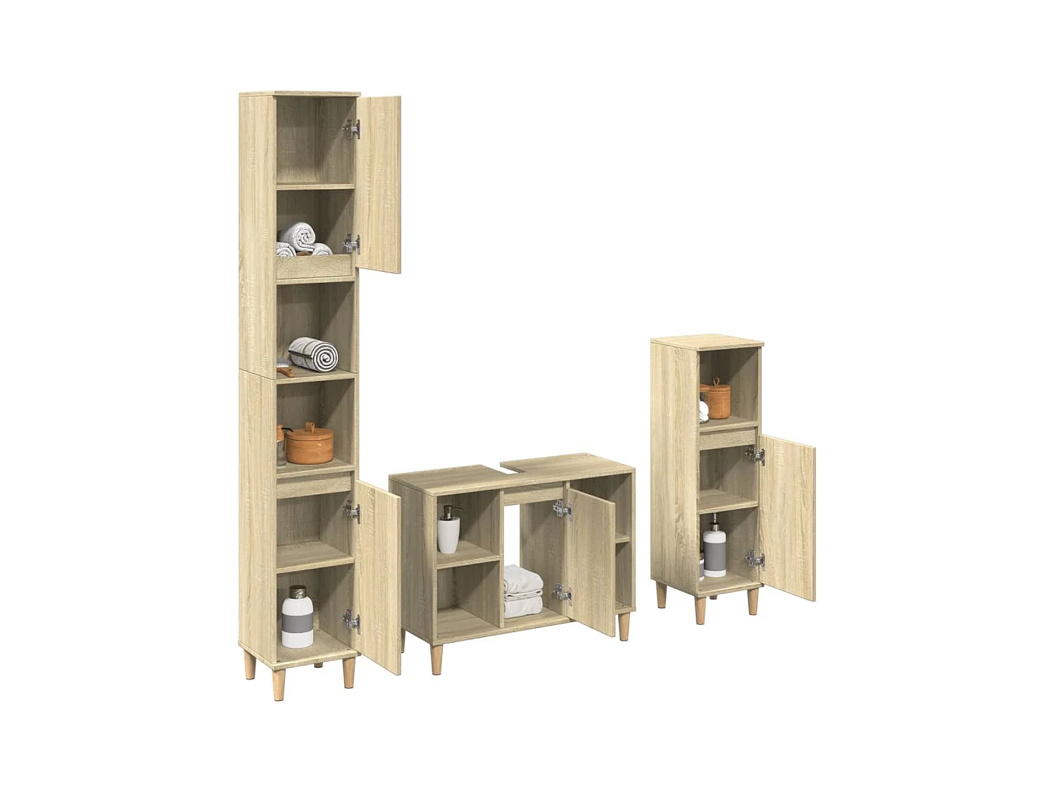 Ensemble de meubles de salle de bain 3 pcs chêne sonoma