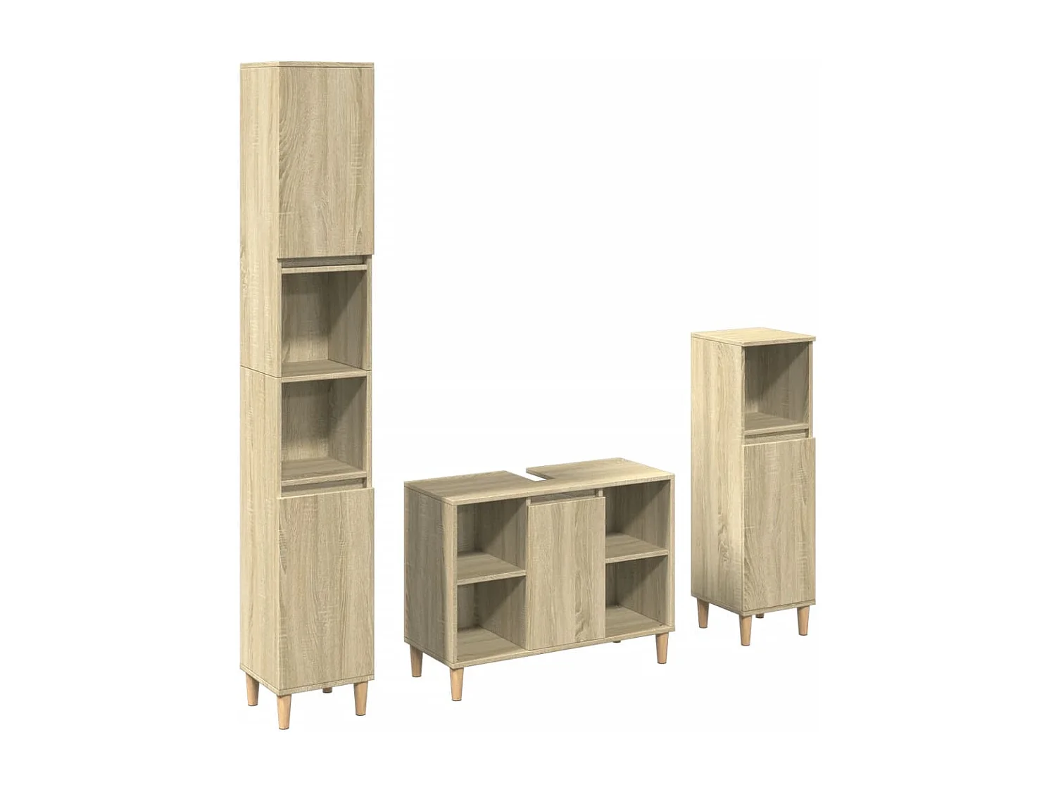Ensemble de meubles de salle de bain 3 pcs chêne sonoma