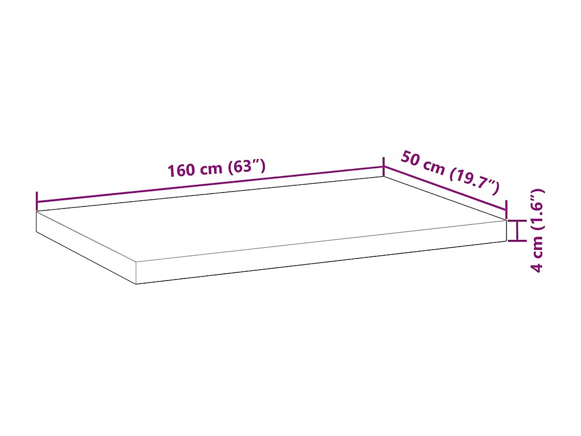 Waschtischplatte Unbehandelt 160x50x4 cm Massivholz Akazie