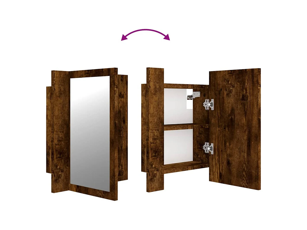 Badkamerspiegelkast LED 40x12x45 cm bewerkt hout gerookt eiken