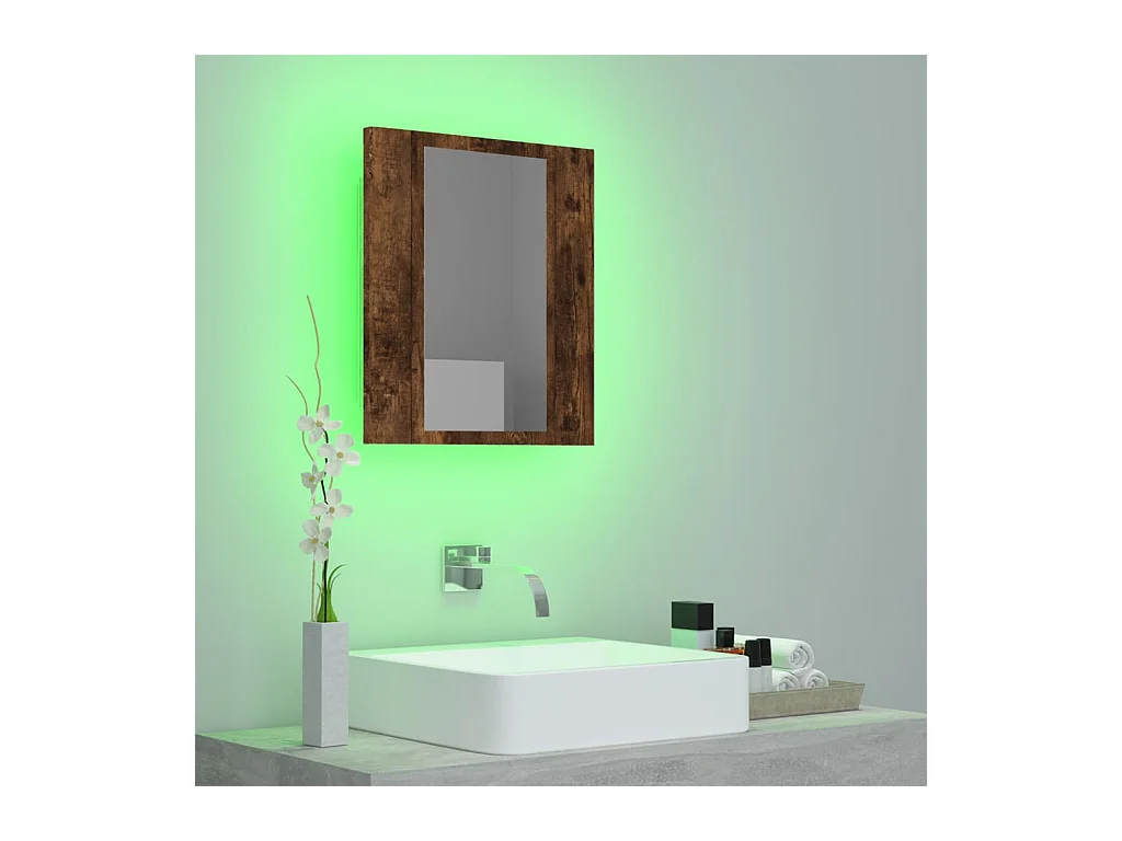 Badkamerspiegelkast LED 40x12x45 cm bewerkt hout gerookt eiken