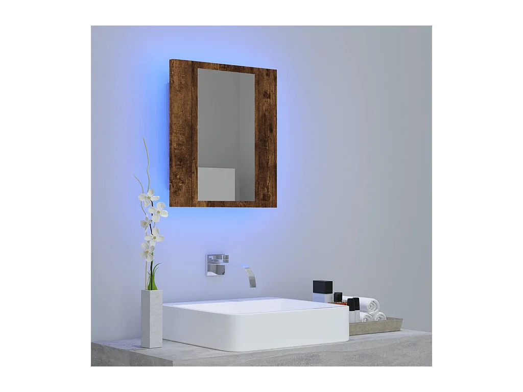 Badkamerspiegelkast LED 40x12x45 cm bewerkt hout gerookt eiken