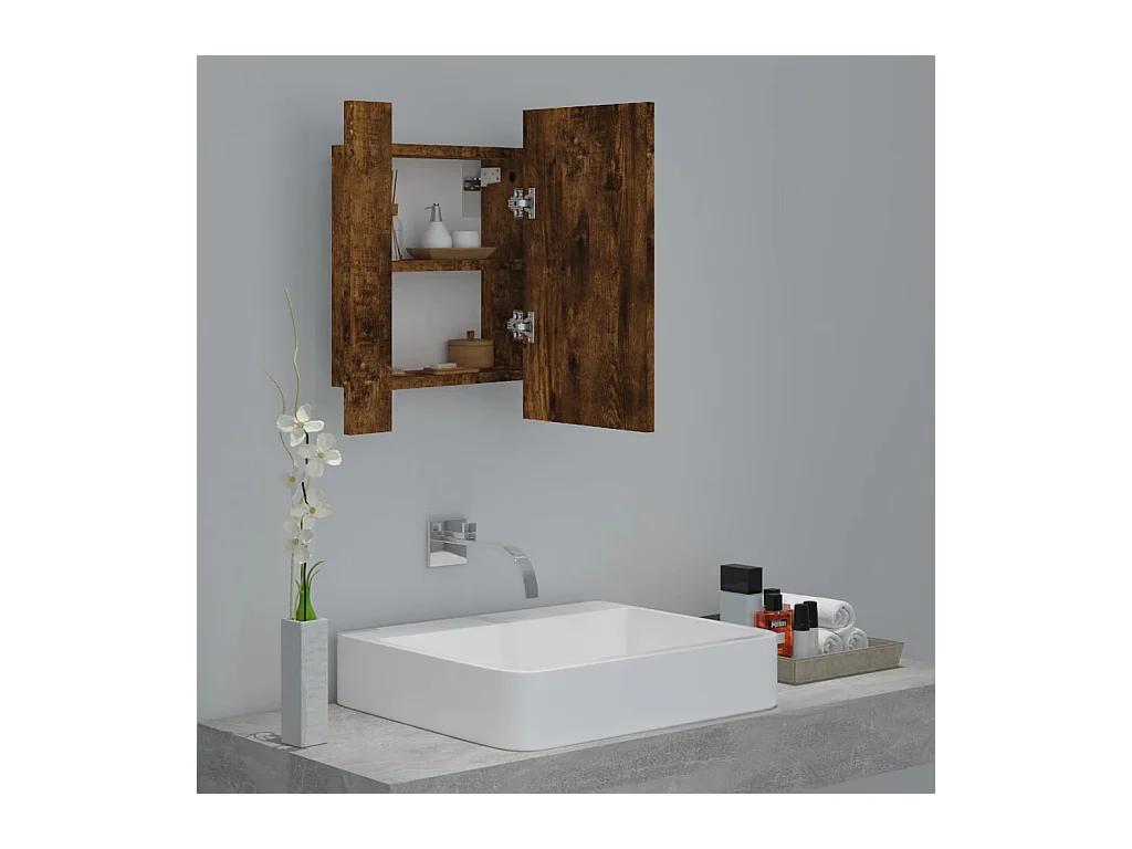 Badkamerspiegelkast LED 40x12x45 cm bewerkt hout gerookt eiken