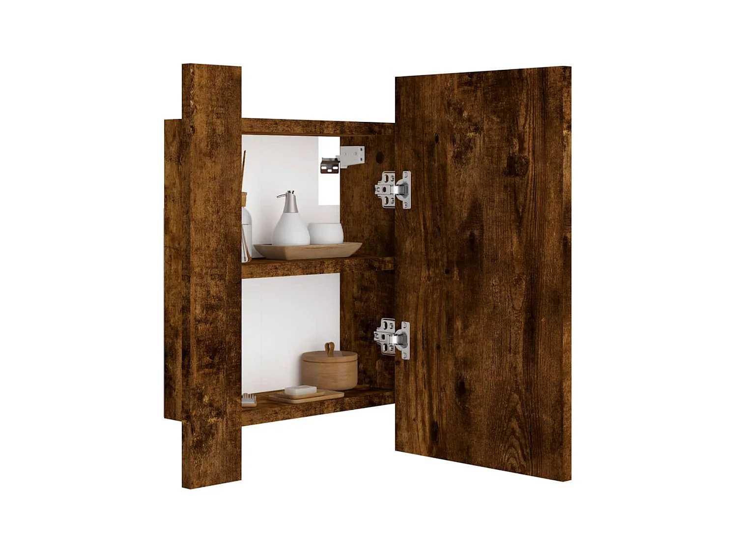 Badkamerspiegelkast LED 40x12x45 cm bewerkt hout gerookt eiken