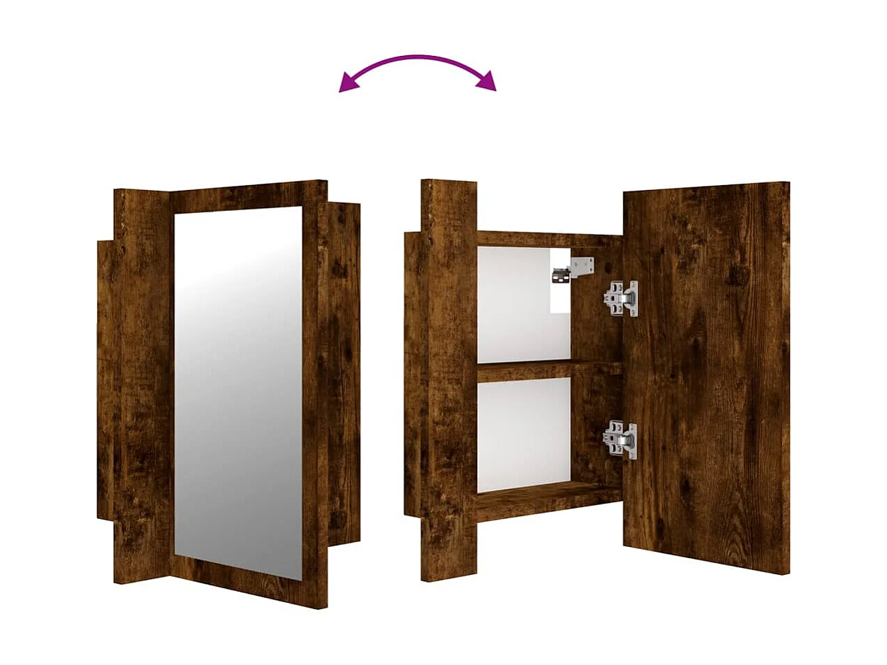 Armoire à miroir LED de salle de bain chêne fumé 40x12x45 cm