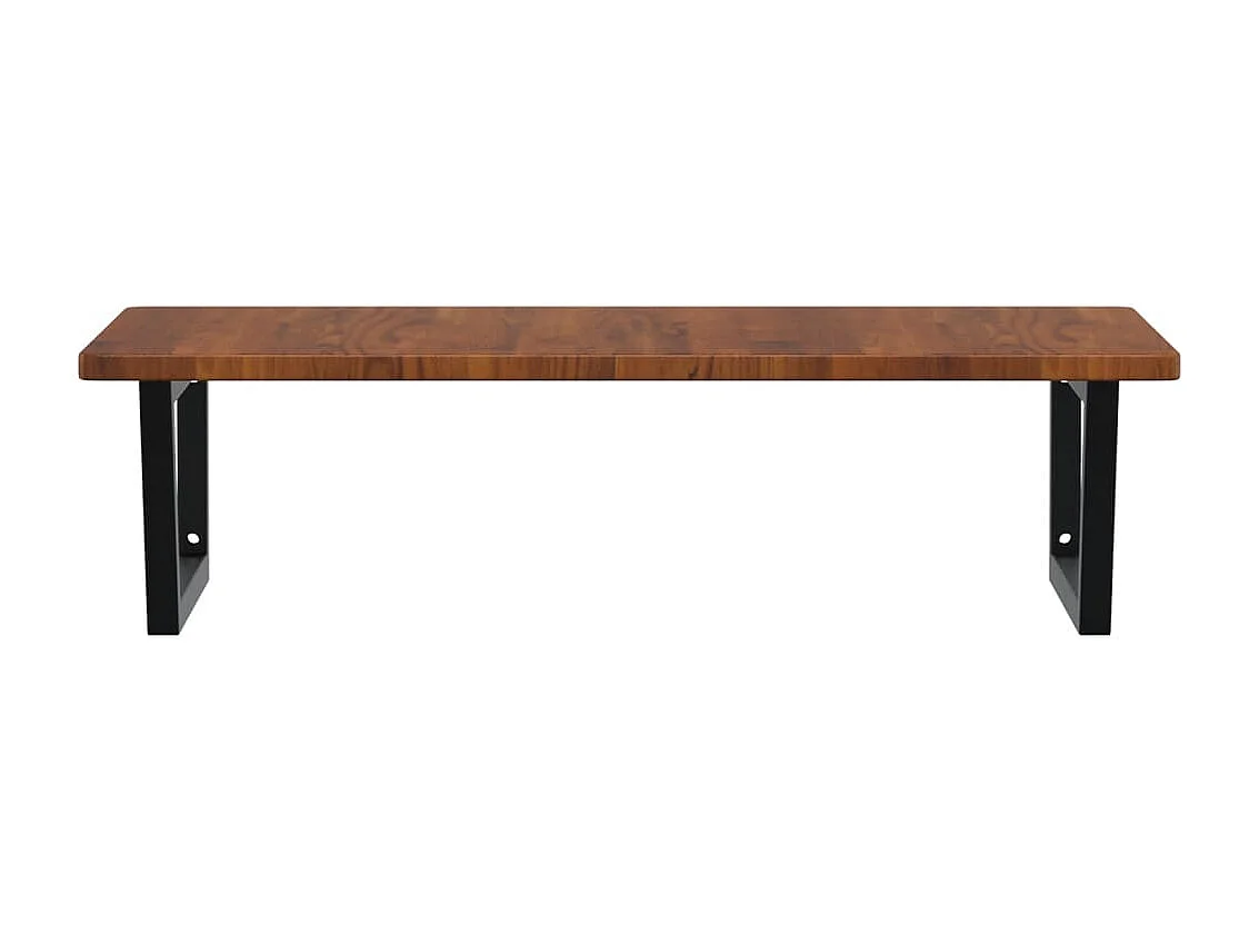 Estante de lavabo de pared de acero y madera maciza de roble