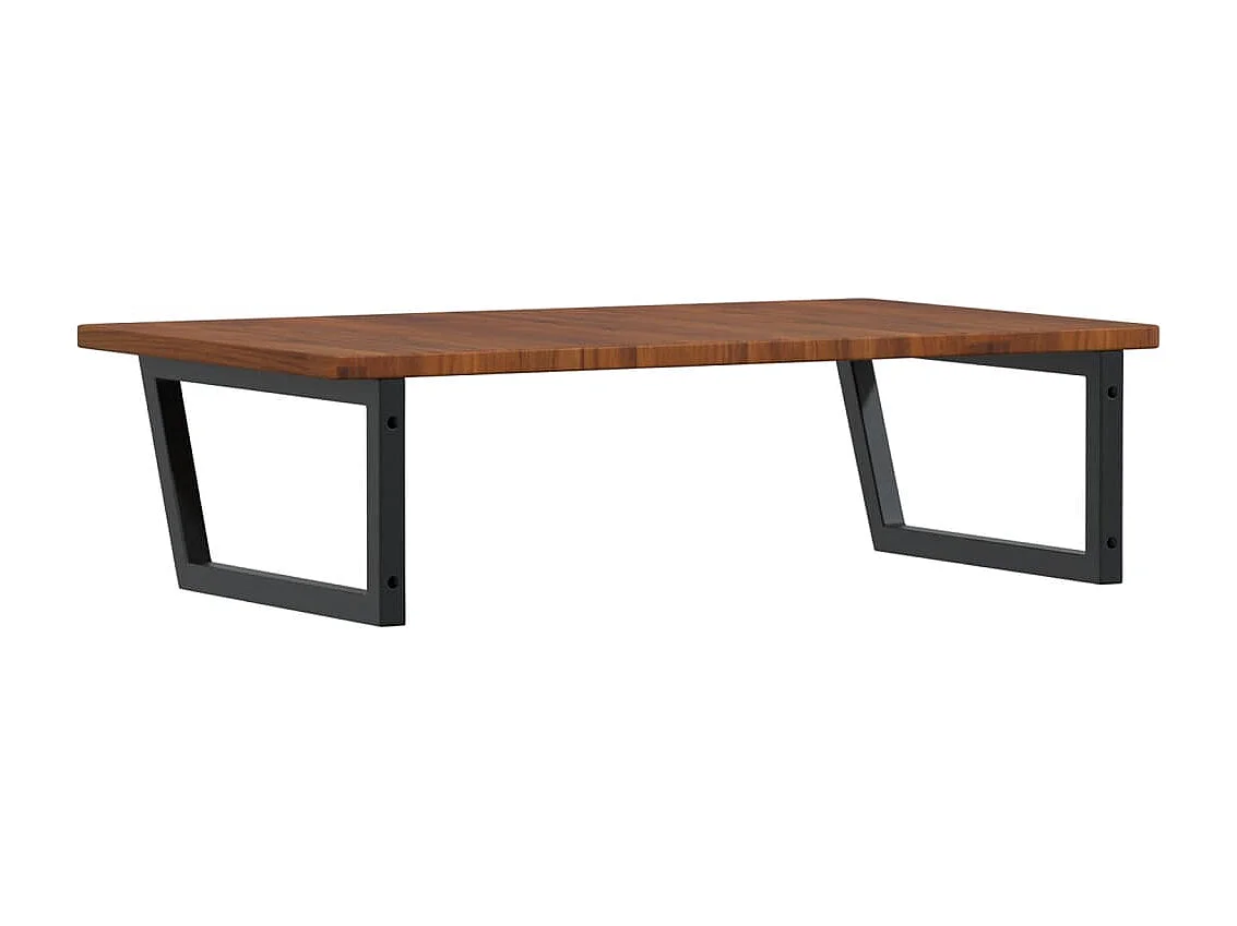 Estante de lavabo de pared de acero y madera maciza de roble