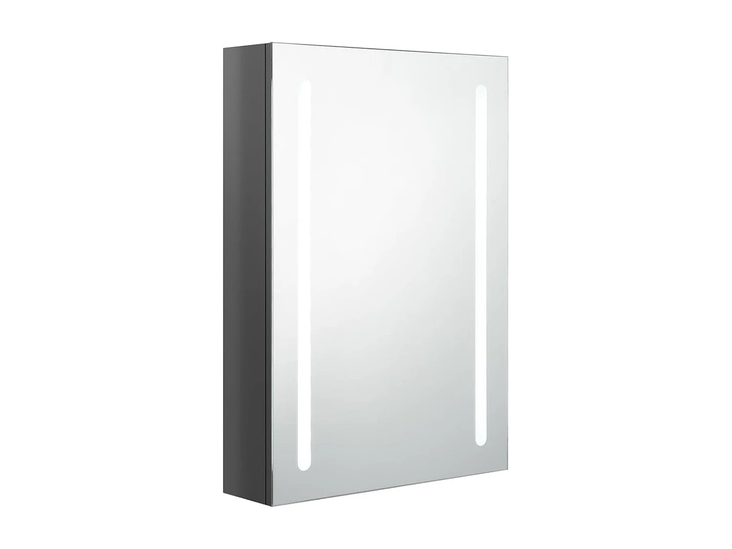 Armoire de salle de bain à miroir LED gris brillant 50x13x70 cm