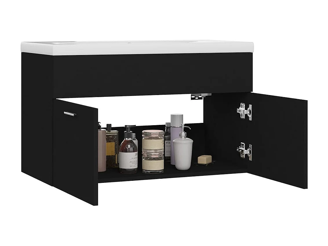 Mueble con lavabo madera de ingeniería negro