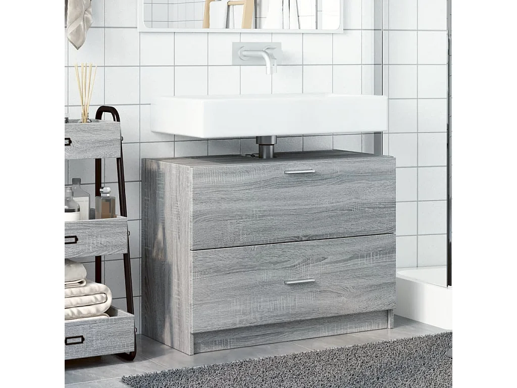 Mueble lavabo Sonoma gris 78x37x59 cm madera contrachapada