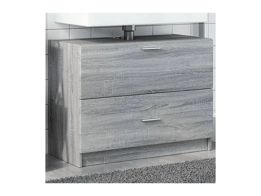 Sonoma grauer Waschbeckenunterschrank 78x37x59 cm, Holzwerkstoff