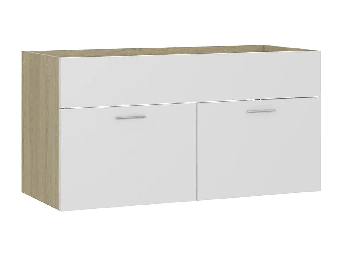 Mobile da Bagno con Lavabo Bianco e Rovere Sonoma in Truciolato