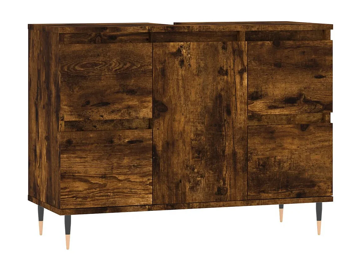 Armadietto Bagno Rovere Fumo 80x33x60 cm in Legno Multistrato