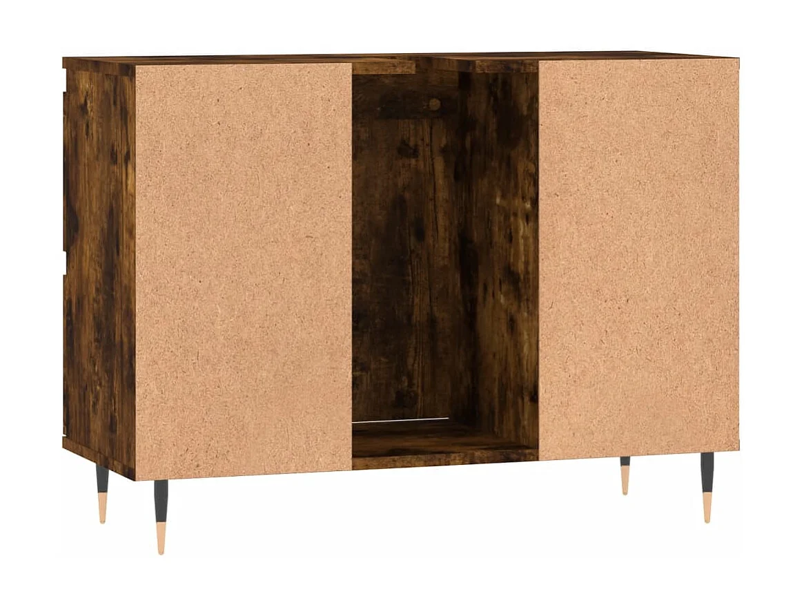 Armoire salle de bain chêne fumé 80x33x60cm bois d'ingénierie