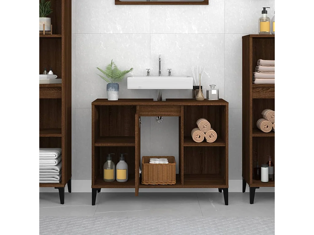 Móvel p/ lavatório 80x33x60 cm deriv. madeira carvalho castanho