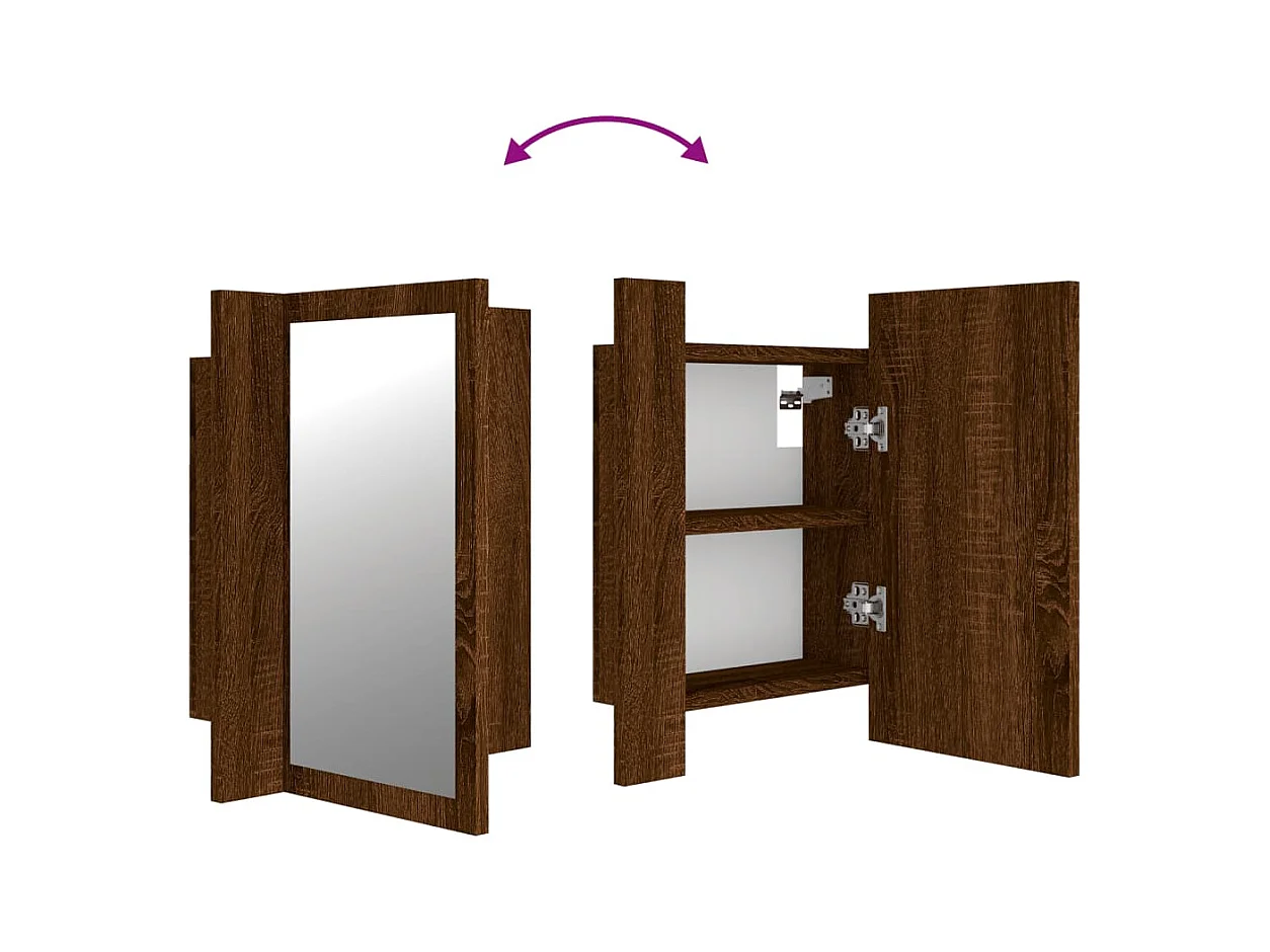 Armoire à miroir LED de salle de bain chêne marron 40x12x45 cm
