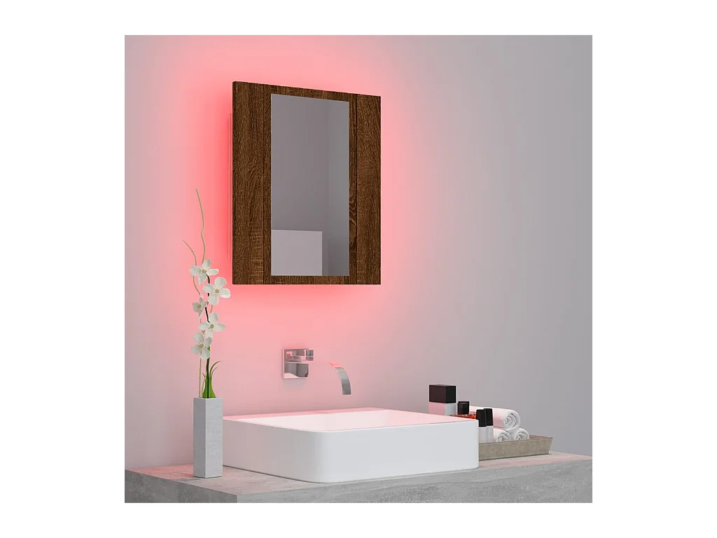 Armoire à miroir LED de salle de bain chêne marron 40x12x45 cm